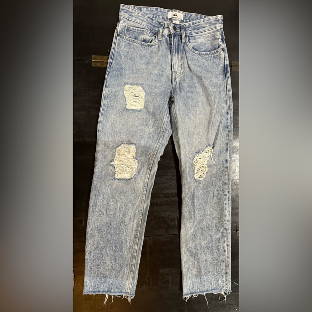 Quiksilver Women's Distressed Light Blue Boyfriend Jeans